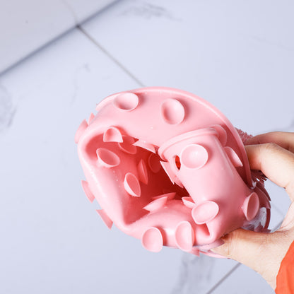 Apple-shaped wall-mounted foot scrubber pad