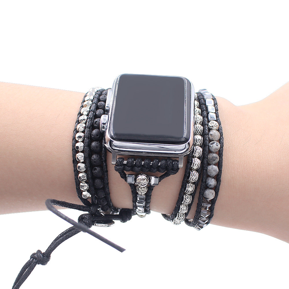 Apple Watch Woven Strap with Stone Beads