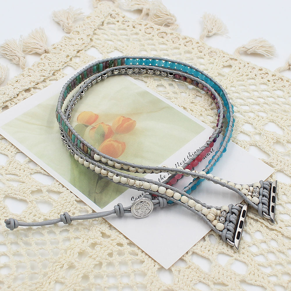 Apple Watch Woven Strap with Stone Beads