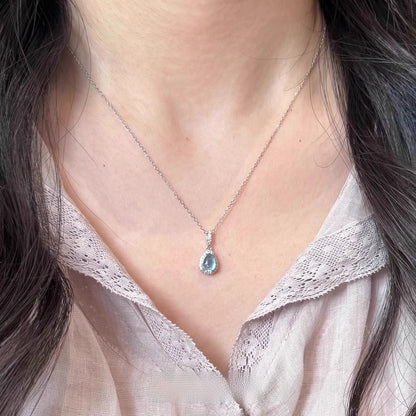 Aquamarine Drop Pendant Necklace