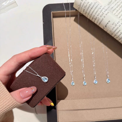 Aquamarine Drop Pendant Necklace