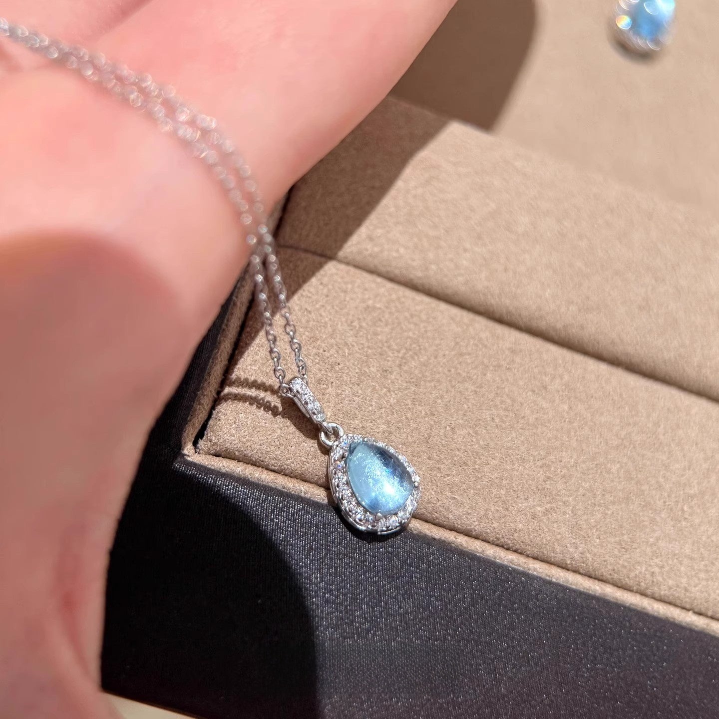 Aquamarine Drop Pendant Necklace