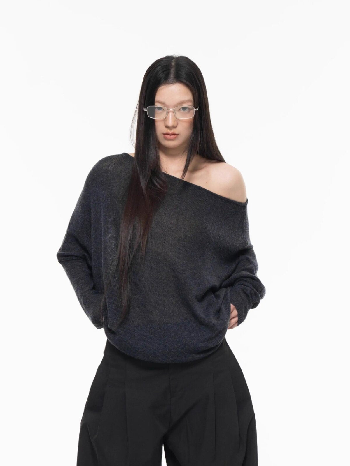 Archivum Wool Blend Asymmetrical Blouse