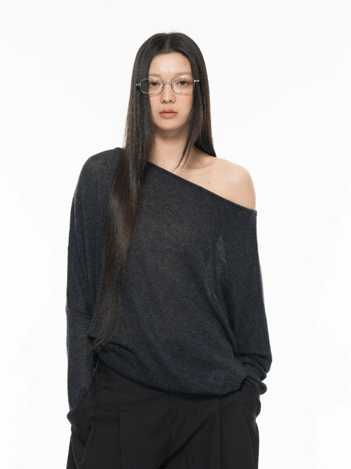 Archivum Wool Blend Asymmetrical Blouse