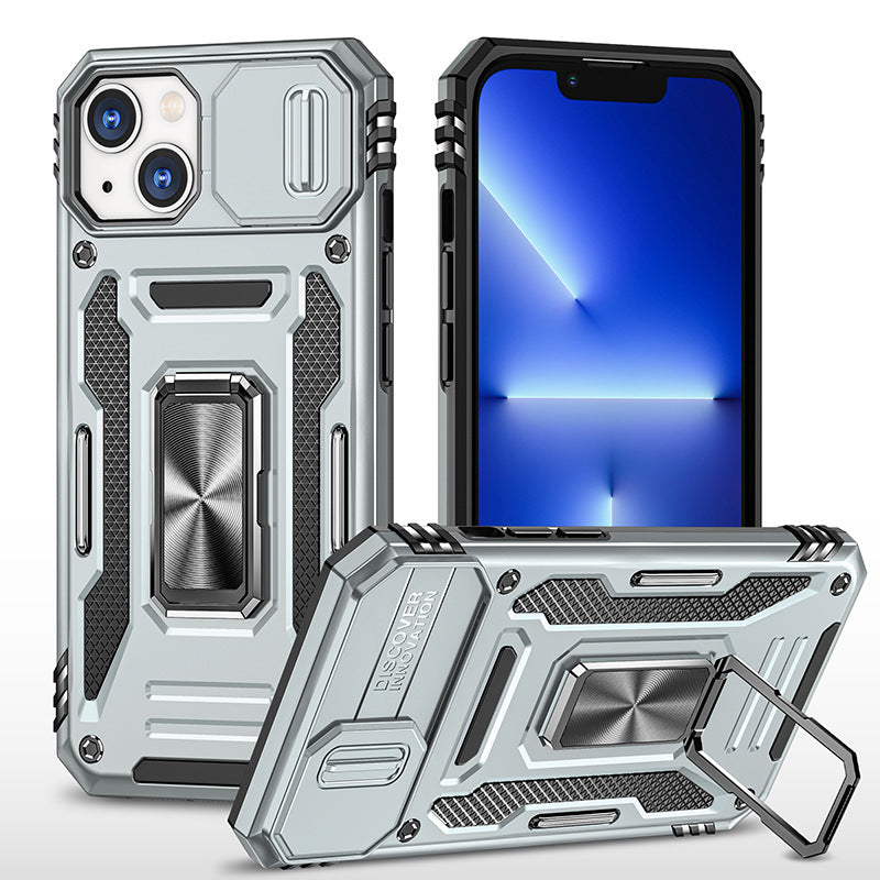 Armor Stand Push Window Protective Case for iPhone