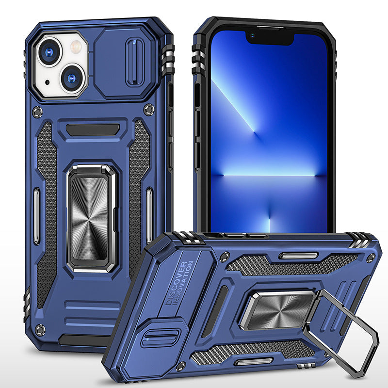 Armor Stand Push Window Protective Case for iPhone