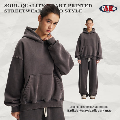 Artie Fleece-Lined Distressed Boxy Hooded Sweatshirt