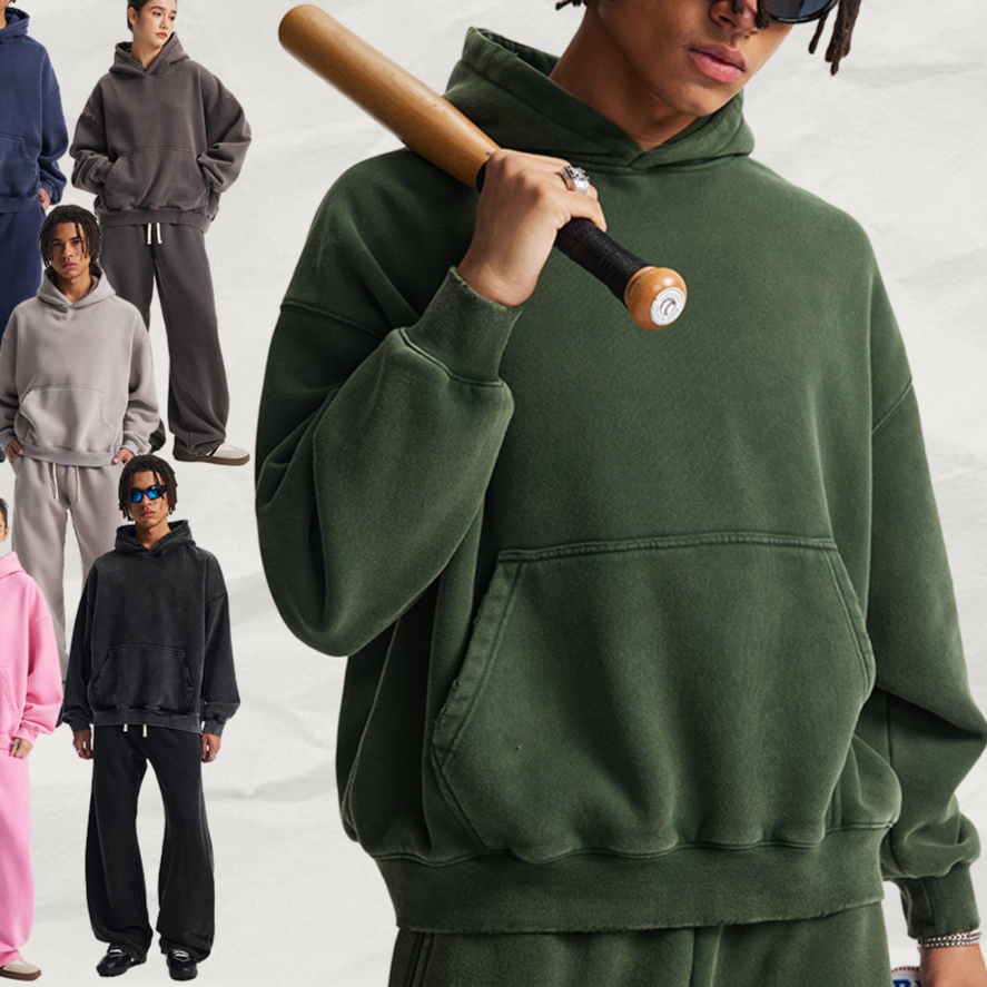 Artie Fleece-Lined Distressed Boxy Hooded Sweatshirt
