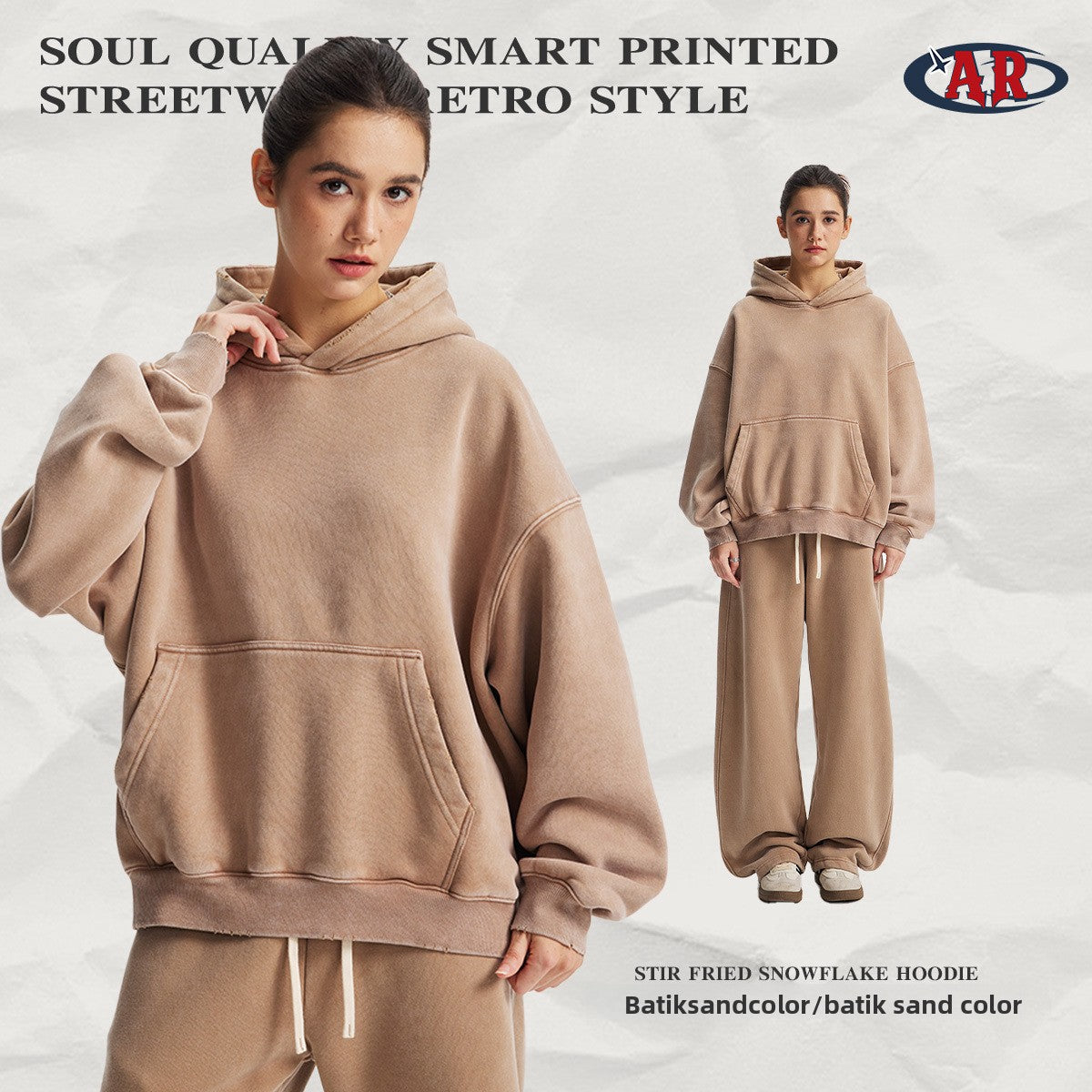 Artie Fleece-Lined Distressed Boxy Hooded Sweatshirt