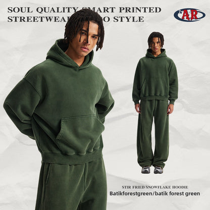 Artie Fleece-Lined Distressed Boxy Hooded Sweatshirt