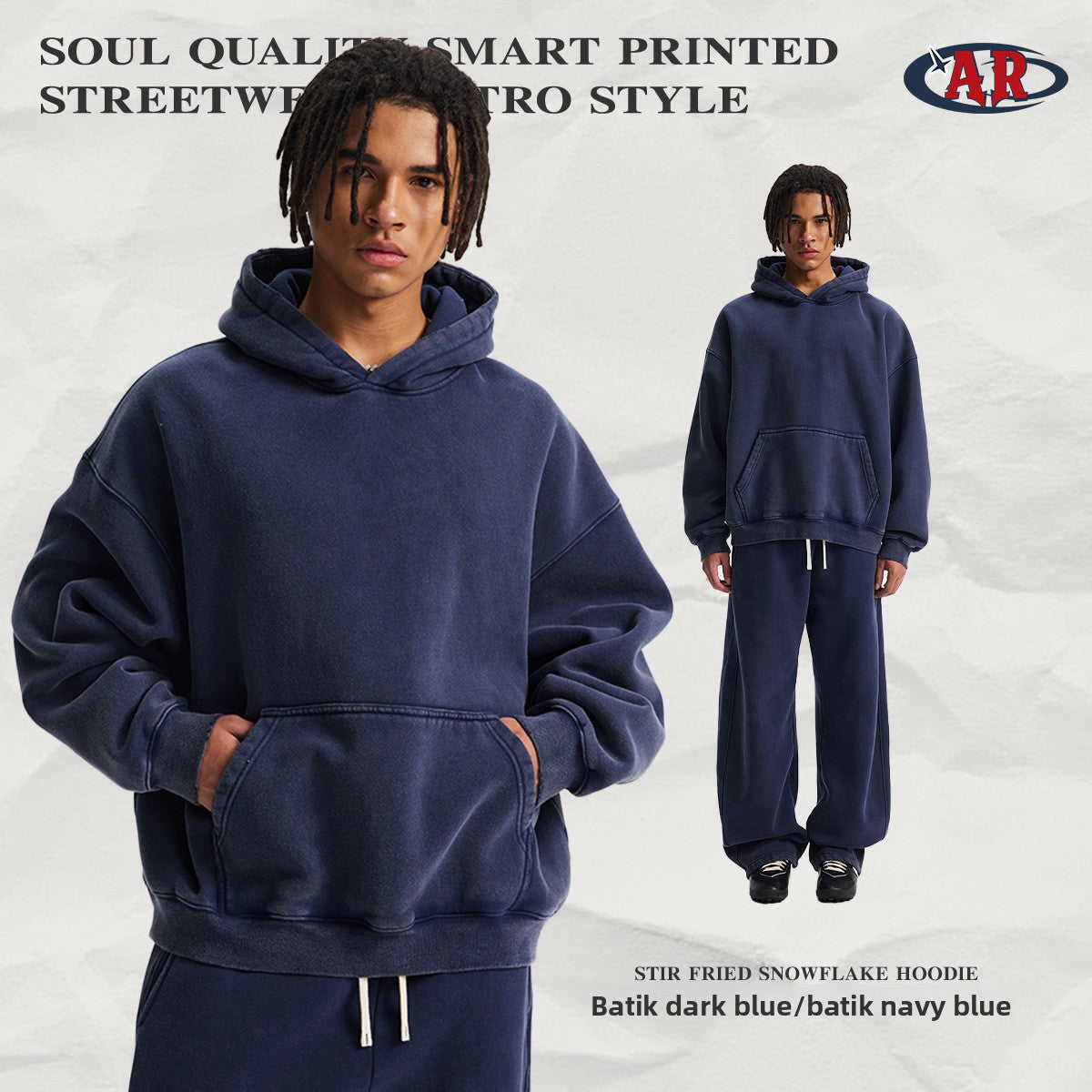 Artie Fleece-Lined Distressed Boxy Hooded Sweatshirt