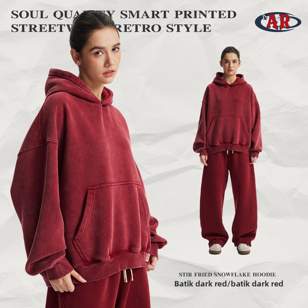 Artie Fleece-Lined Distressed Boxy Hooded Sweatshirt