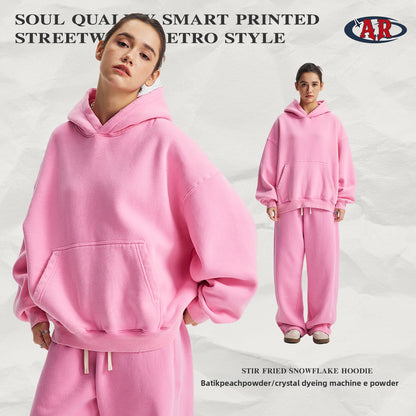 Artie Fleece-Lined Distressed Boxy Hooded Sweatshirt