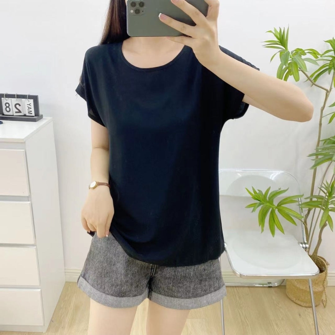 Artificial cotton short-sleeved blouse