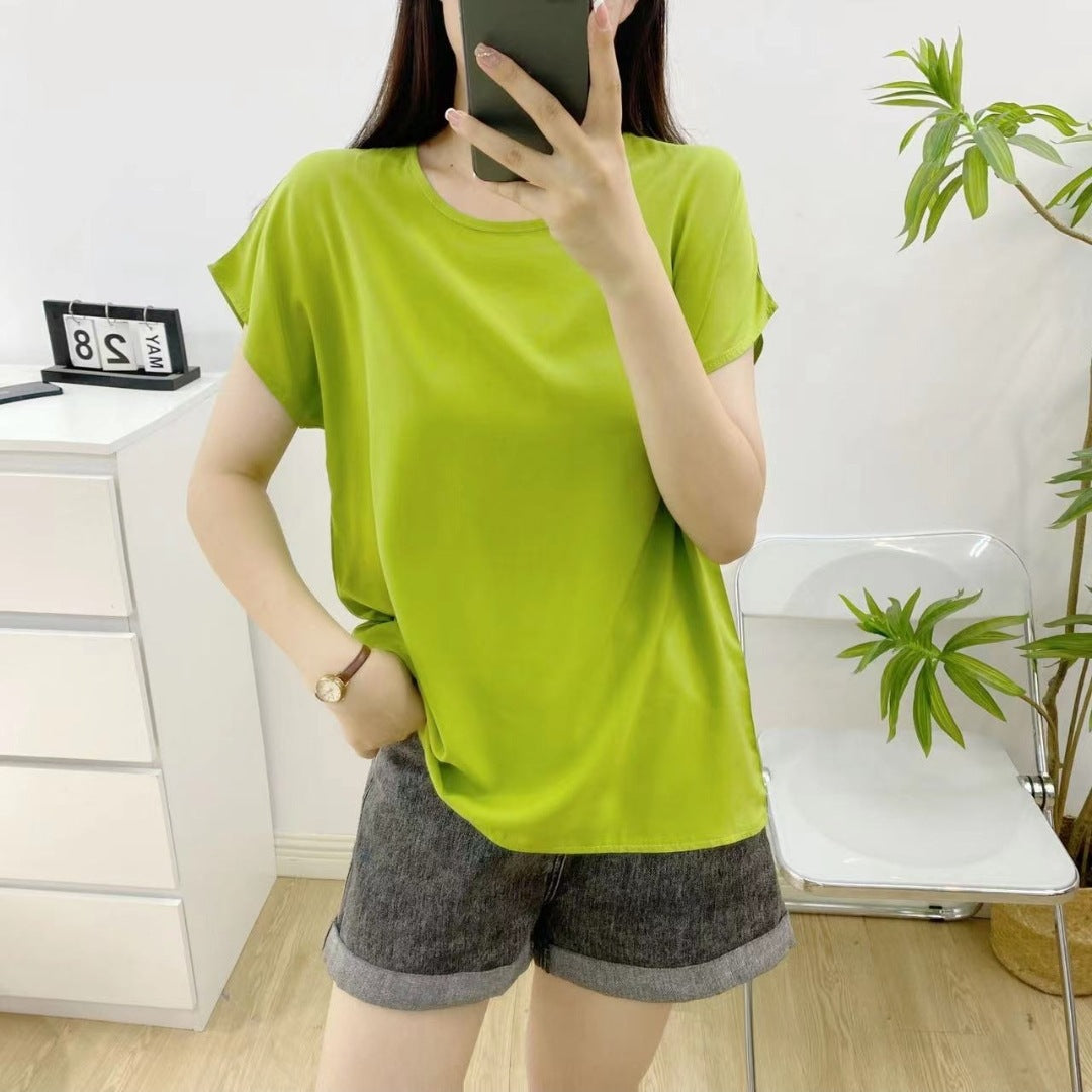 Artificial cotton short-sleeved blouse