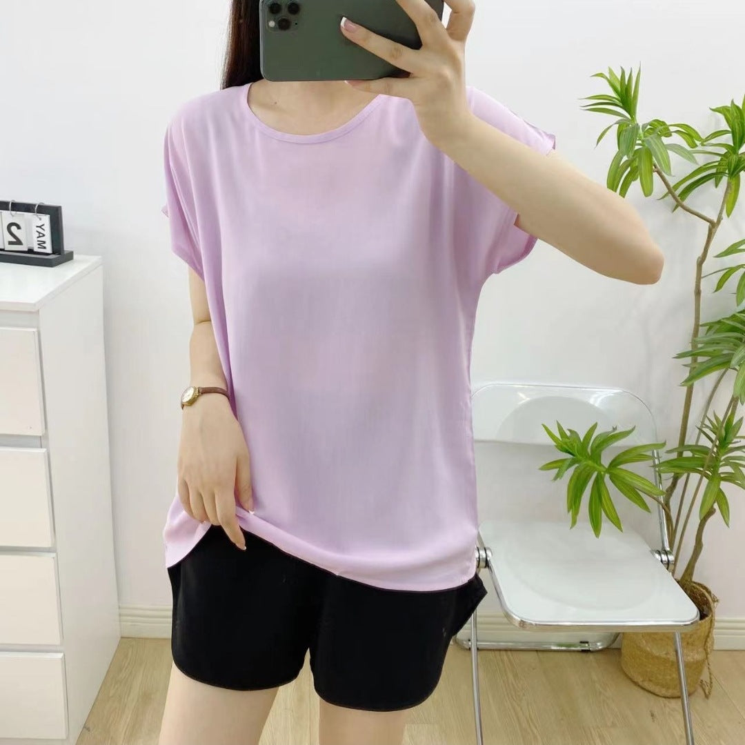 Artificial cotton short-sleeved blouse