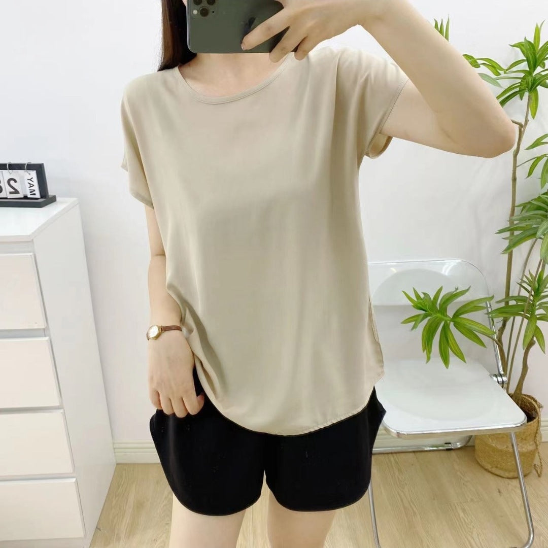 Artificial cotton short-sleeved blouse