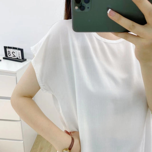 Artificial cotton short-sleeved blouse