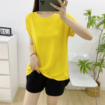 Artificial cotton short-sleeved blouse