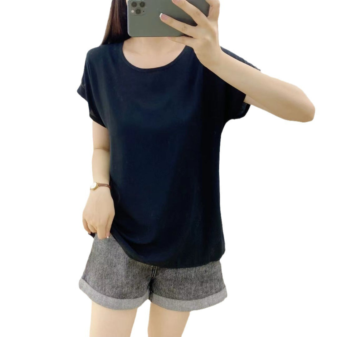 Artificial cotton short-sleeved blouse