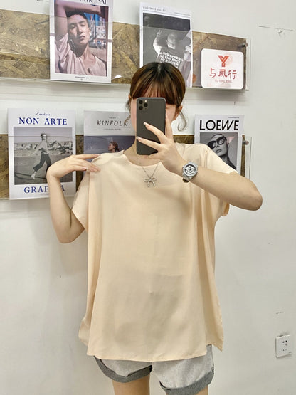 Artificial cotton short-sleeved blouse