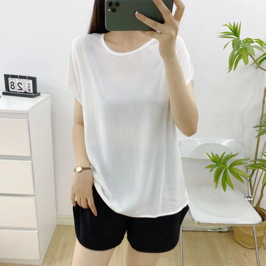 Artificial cotton short-sleeved blouse