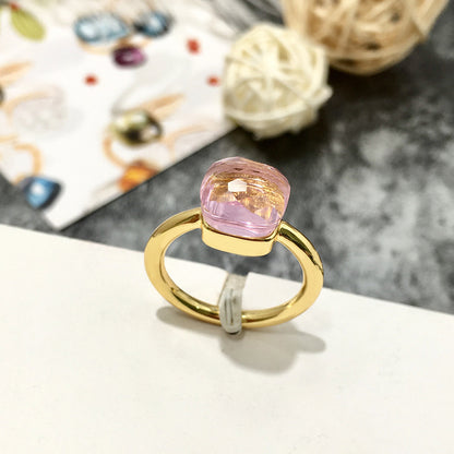 Artificial crystal sugar cube ring