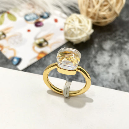 Artificial crystal sugar cube ring