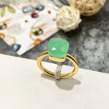 Artificial crystal sugar cube ring