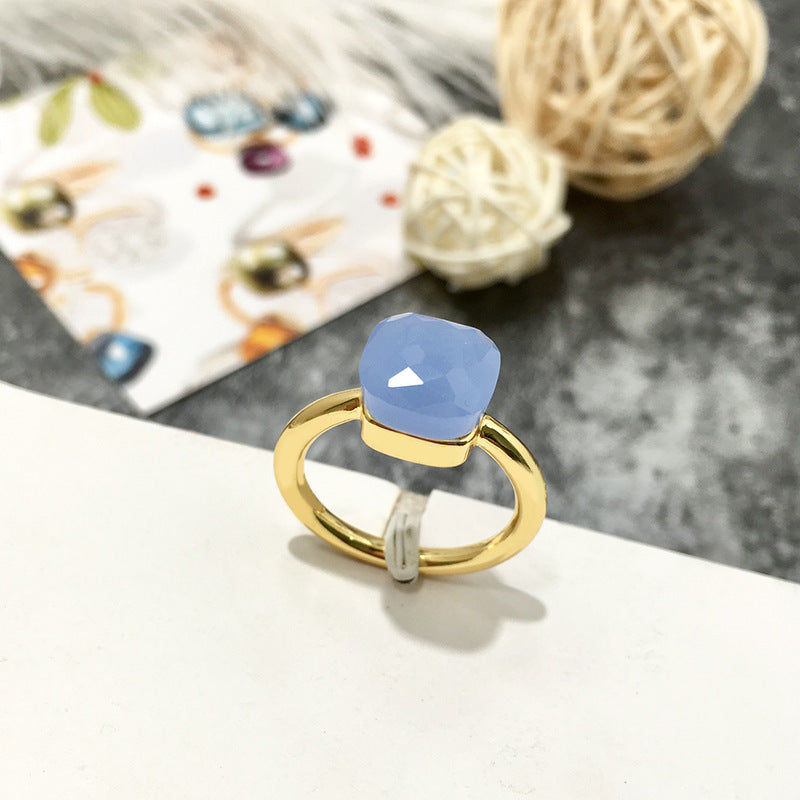 Artificial crystal sugar cube ring