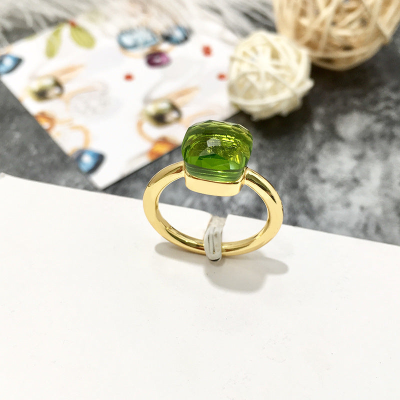 Artificial crystal sugar cube ring