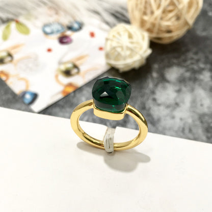 Artificial crystal sugar cube ring