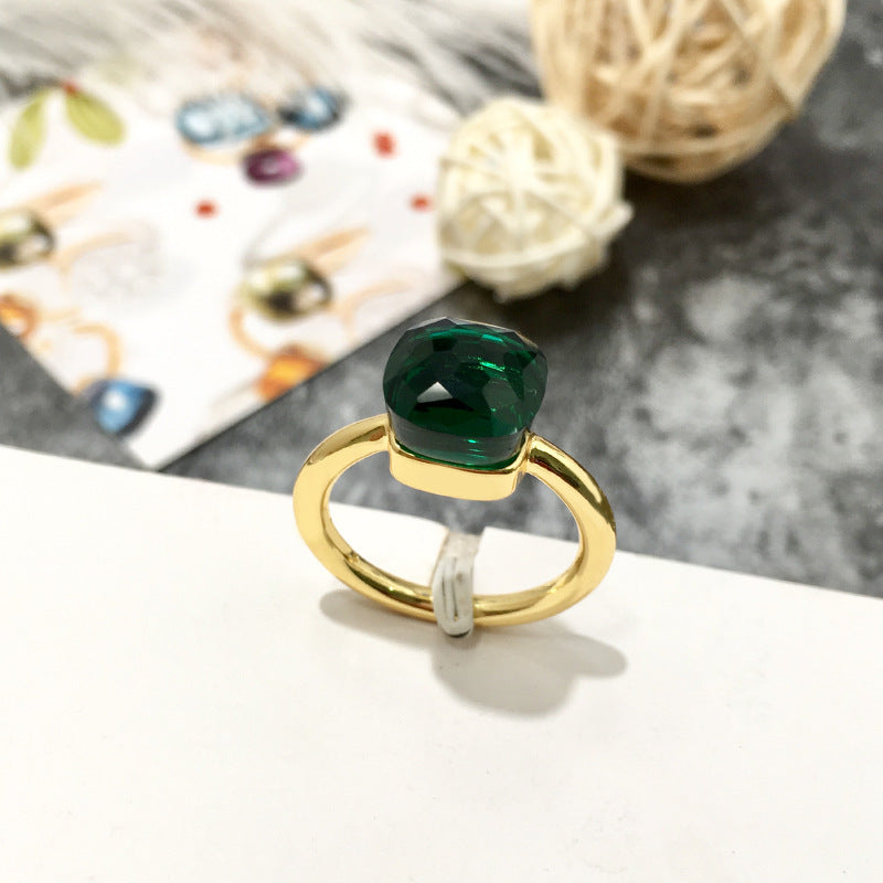 Artificial crystal sugar cube ring