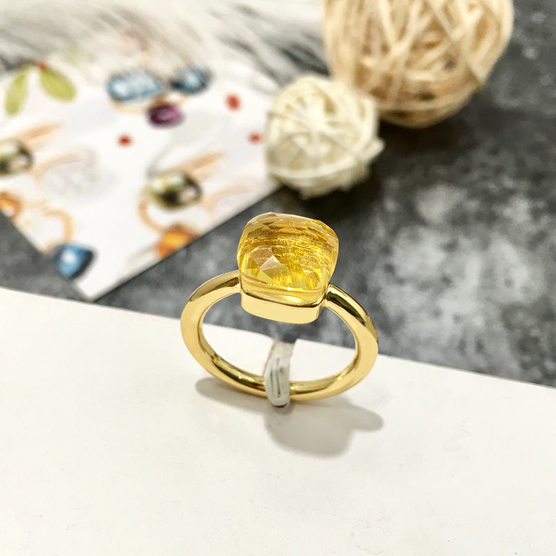 Artificial crystal sugar cube ring