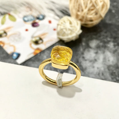 Artificial crystal sugar cube ring