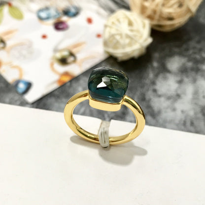 Artificial crystal sugar cube ring