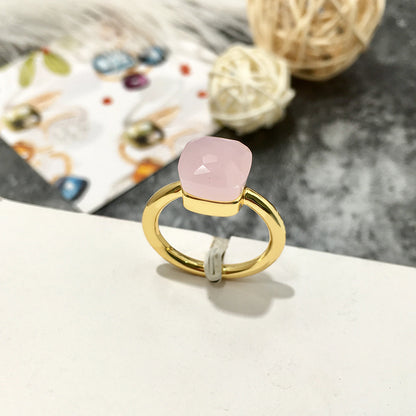 Artificial crystal sugar cube ring