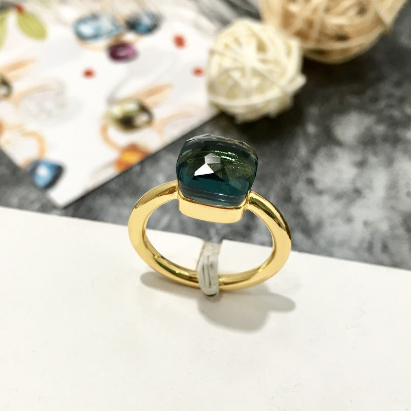Artificial crystal sugar cube ring