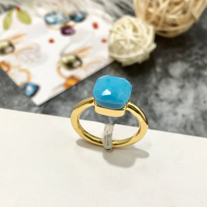Artificial crystal sugar cube ring