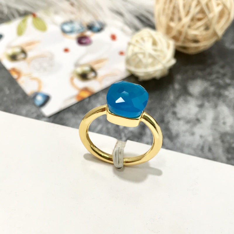 Artificial crystal sugar cube ring