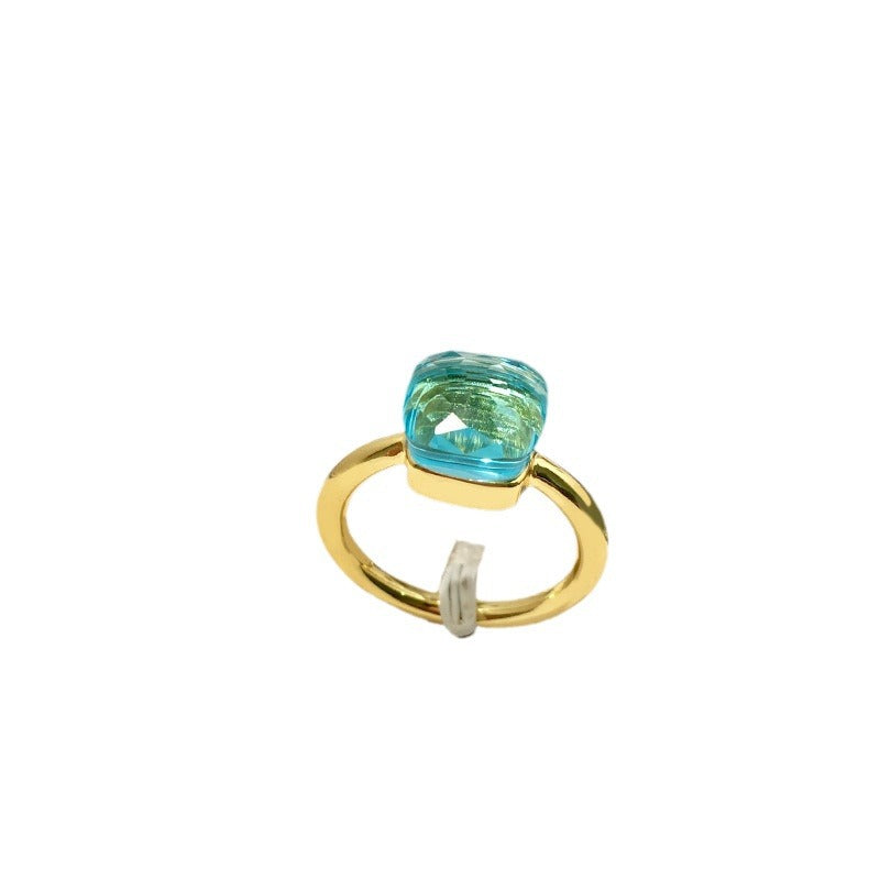 Artificial crystal sugar cube ring