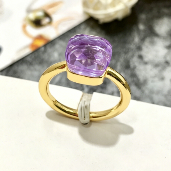Artificial crystal sugar cube ring