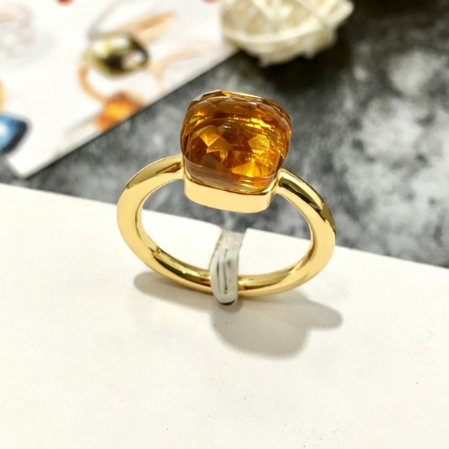 Artificial crystal sugar cube ring