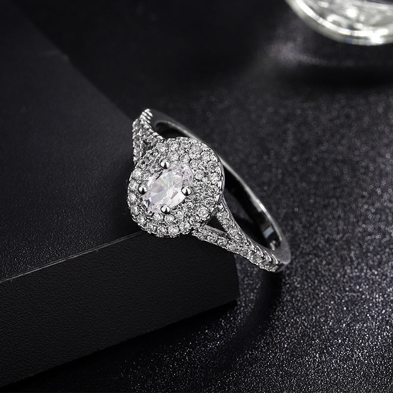 Artificial Diamond Jewelry Ring, Rhodium-Plated