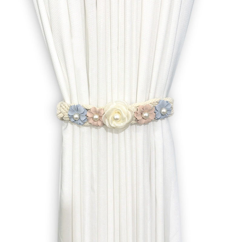 Artificial flower curtain strap