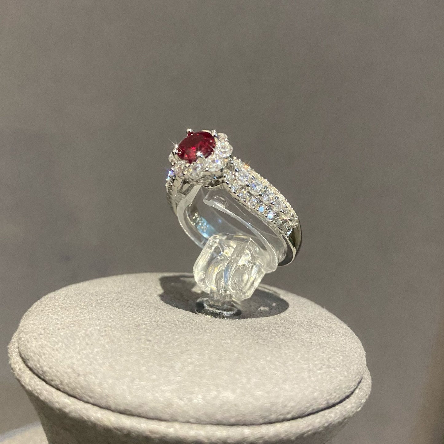 Artificial Gemstone Geometric Ring