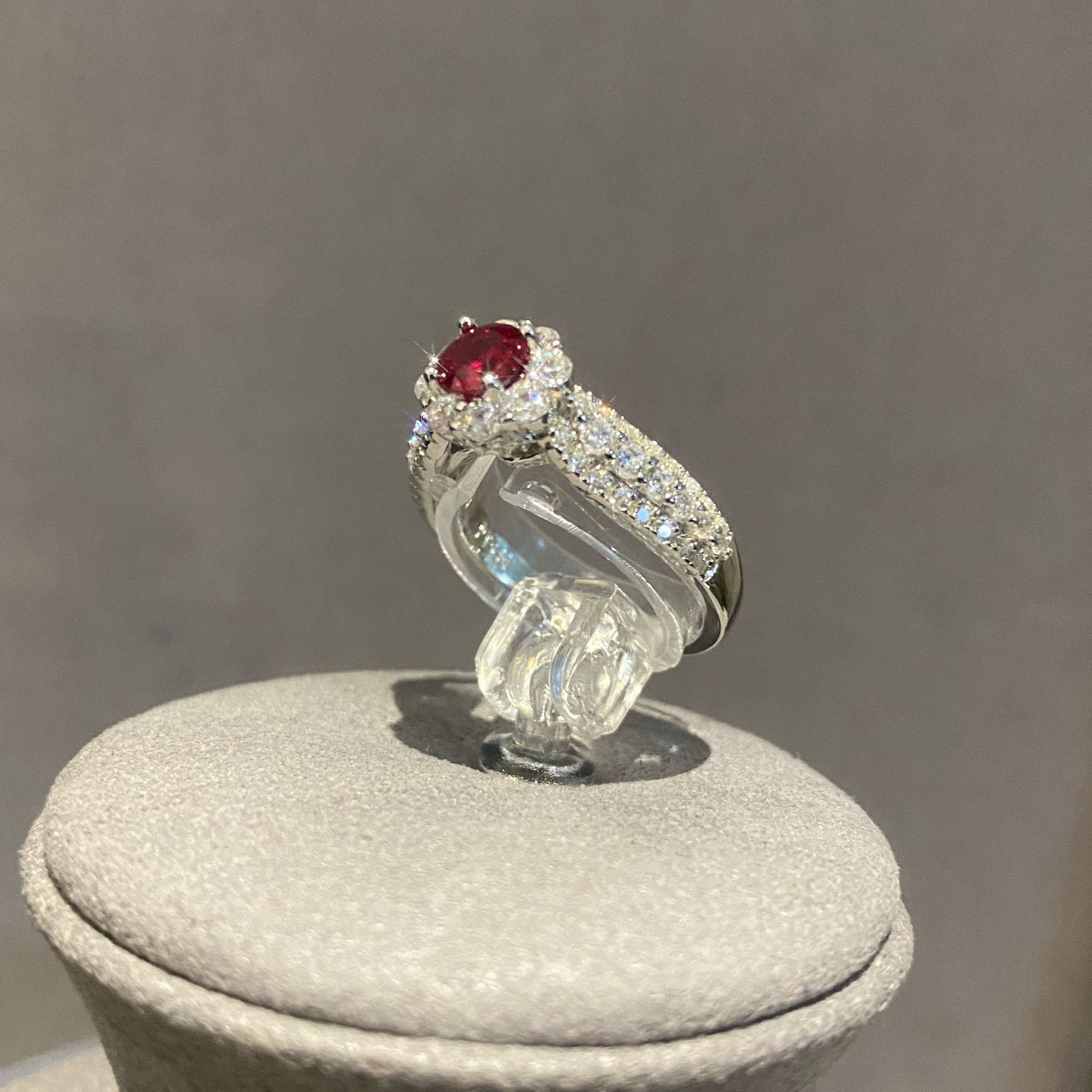 Artificial Gemstone Geometric Ring