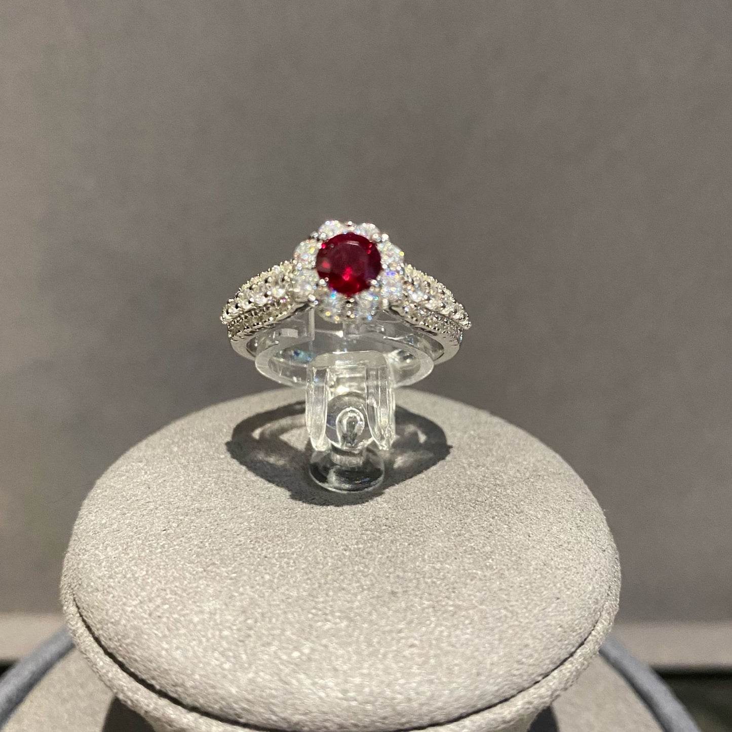 Artificial Gemstone Geometric Ring
