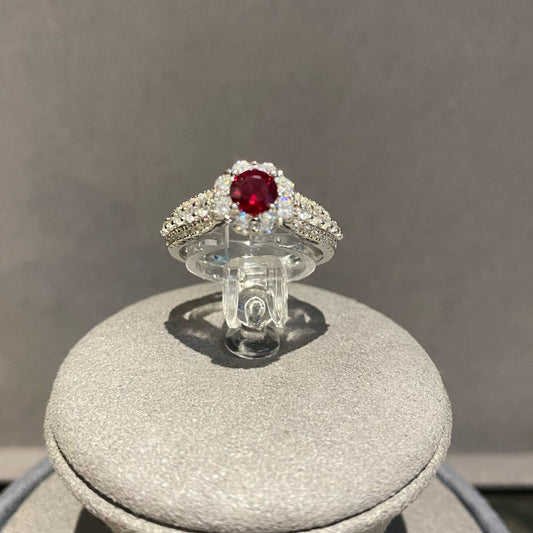 Artificial Gemstone Geometric Ring