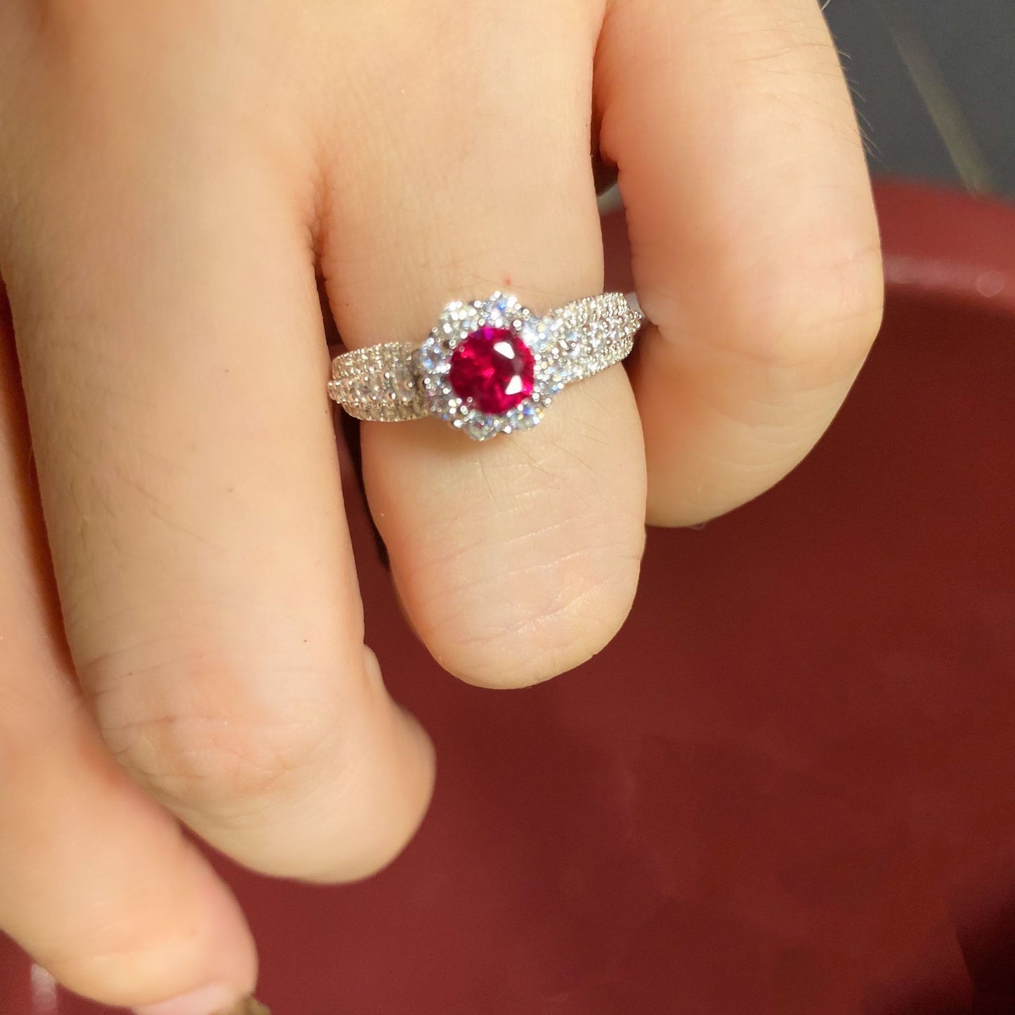 Artificial Gemstone Geometric Ring